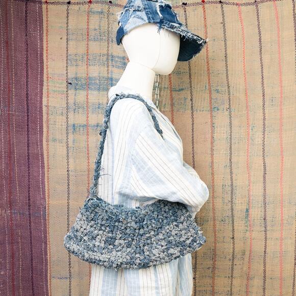 Upcycled Crochet Baguette Bag |crochet Shoulder Bag - Picture 2 of 7